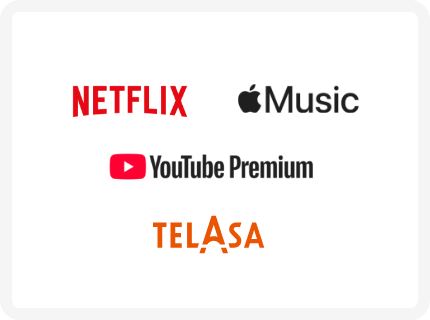 Netflix Apple Music Youtube Premium TELASA